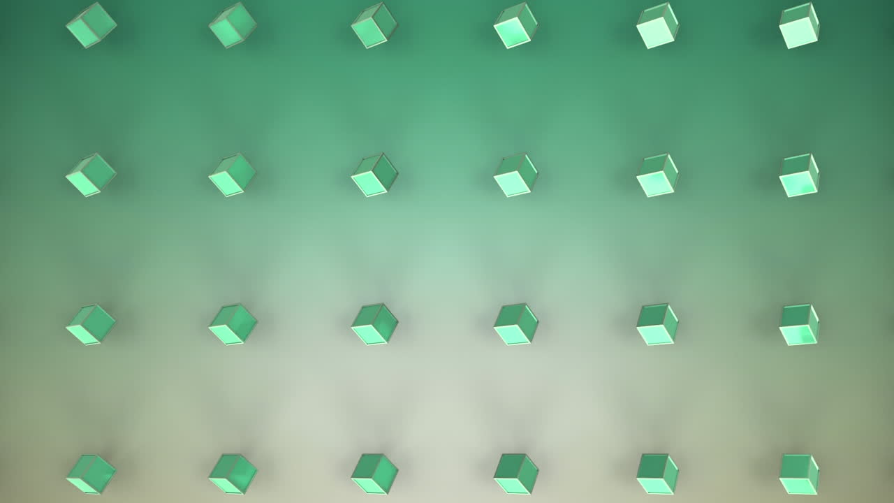 녹색 배경에 움직이는 3d 큐브