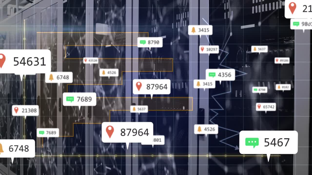 컴퓨터 서버를 통해 데이터 처리의 애니메이션