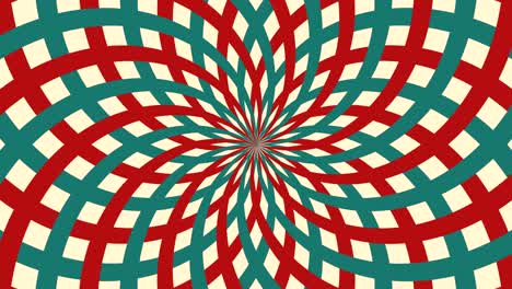 hypnotic circus animated rotation looped background of red and green lines stripe. retro motion graphic sun beam ray. vintage fun fair burst. carnival abstract circle