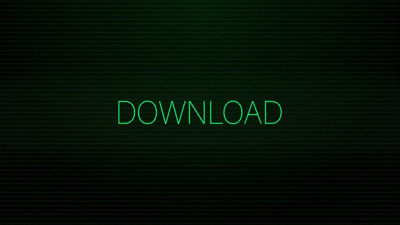 animación de interferencia sobre el texto de descarga en fondo negro