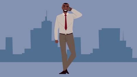 afro businessman on the city animation