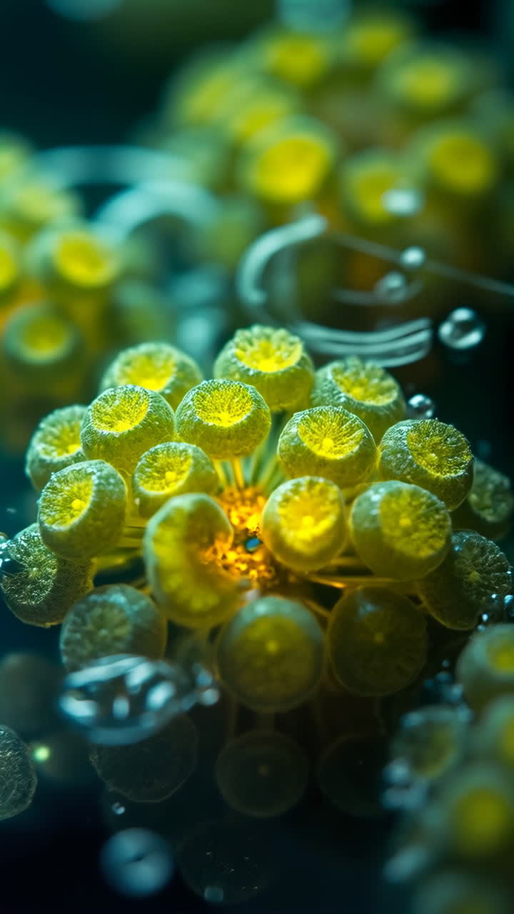 Macro View of Luminous Yellow Organic Structures