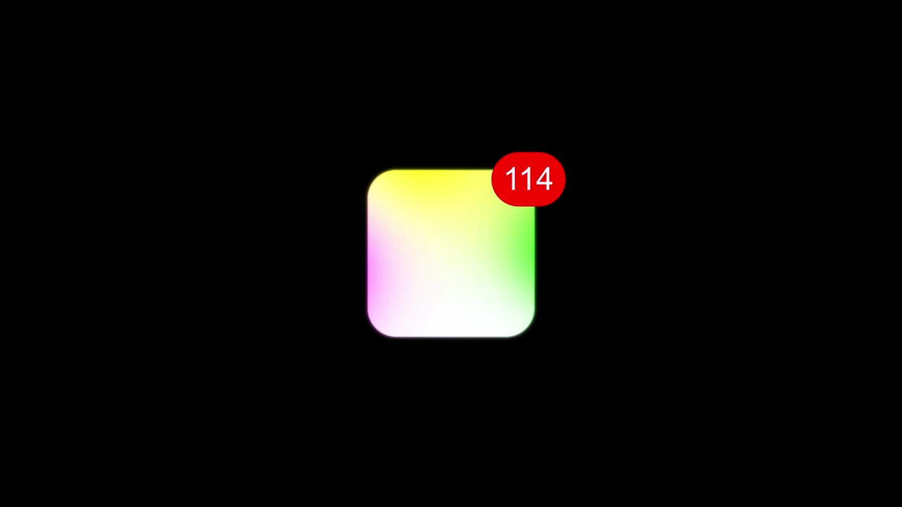 Gradient mobile app notification badge animation isolated on black background
