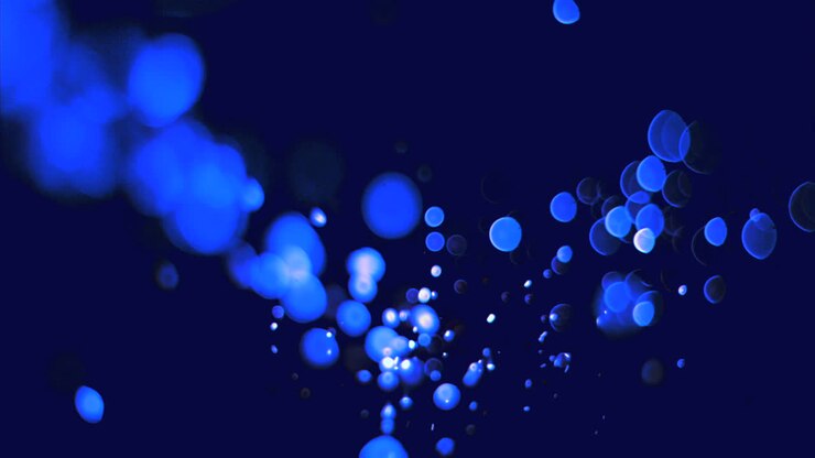 Bolle blu che fluttuano in super slow motion nell'aria