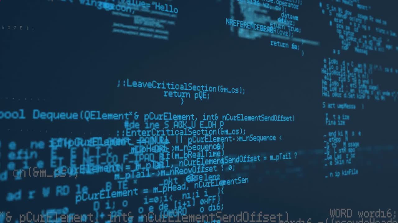 Animation of red pattern over digital data processing