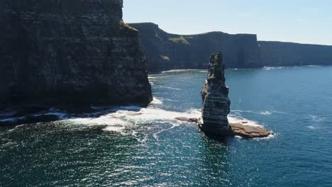 a drone shot of the cliffs of moher, the tallest sea cliffs of the rugged west clare coast of ireland