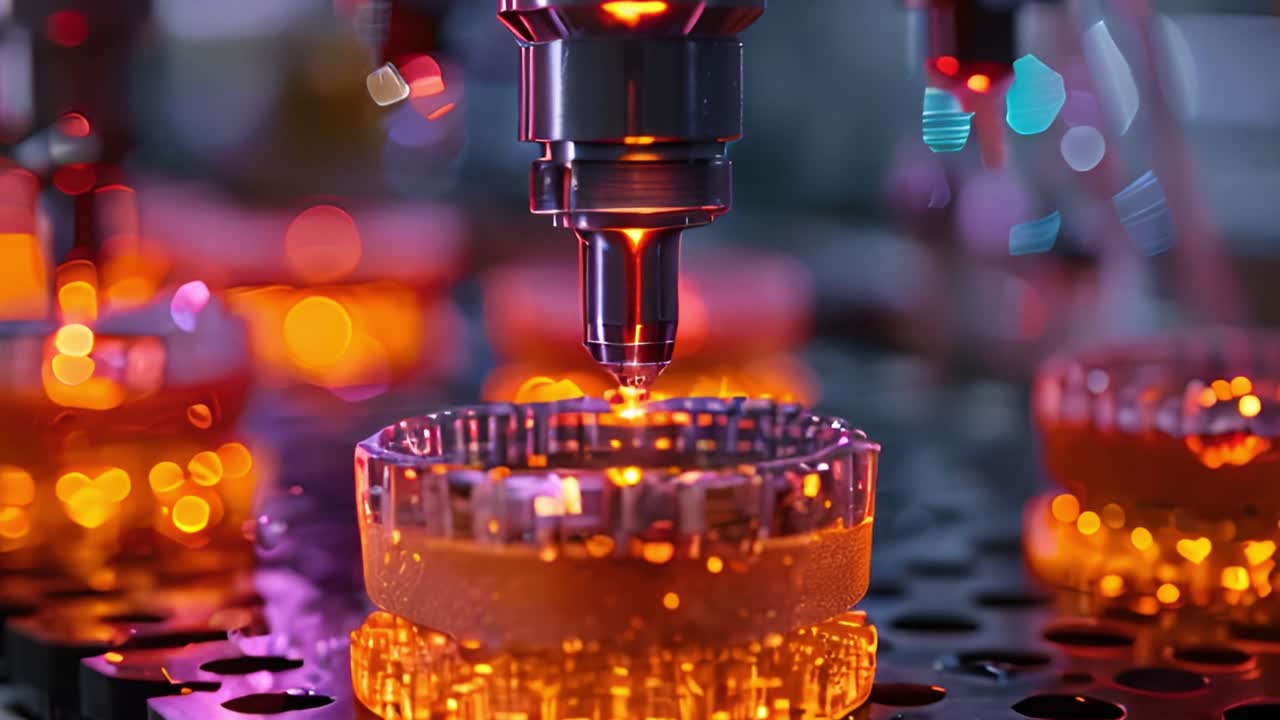 Close-up of Advanced Industrial Technology with Glowing Components