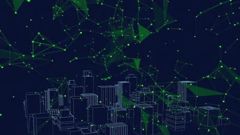 Animation-of-digital-city-over-network-of-connections-on-black-background