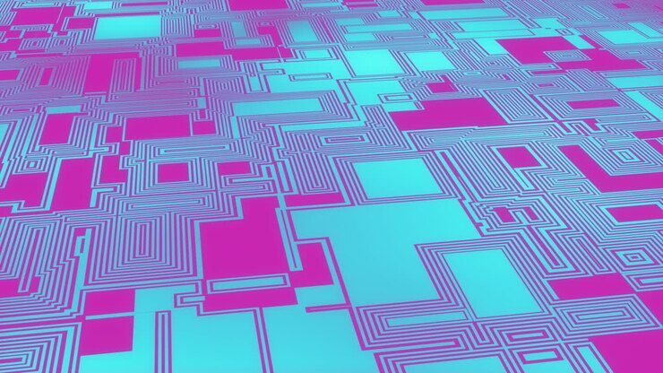 Animation of digital data processing with circuit board background