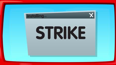 abstract cartoon screen with the strike word in an install window