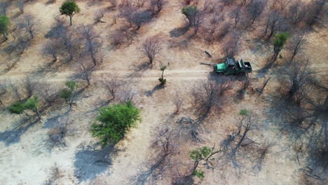 people on an outdoor adventure in the kalahari desert - aerial