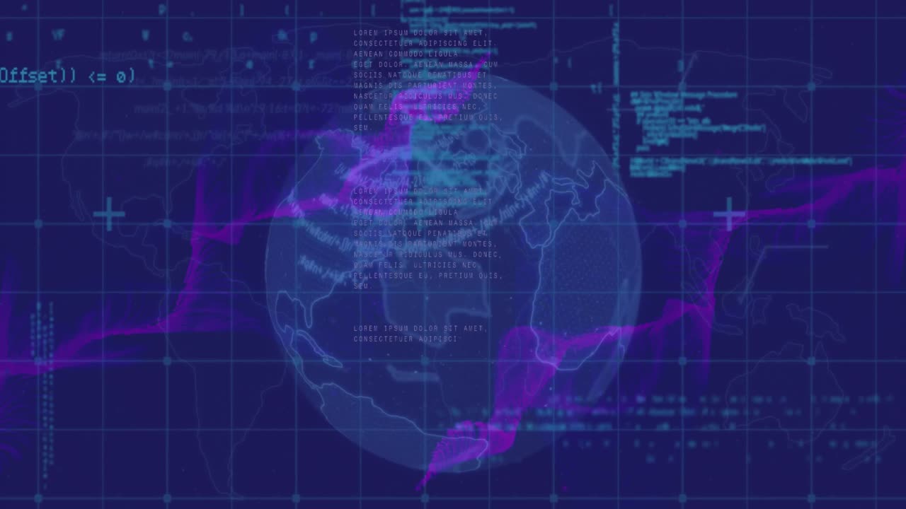 Animation of globe spinning and data processing