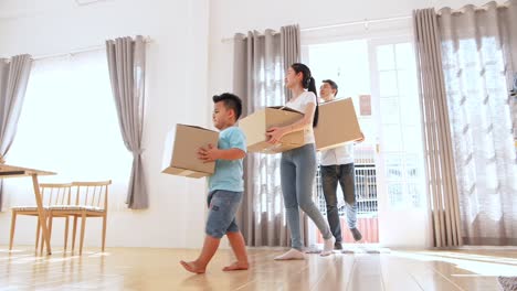 asian family moving to new house