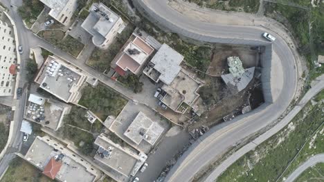 aerial footage of the separation wall between israel and the palestinian authority in jerusalem