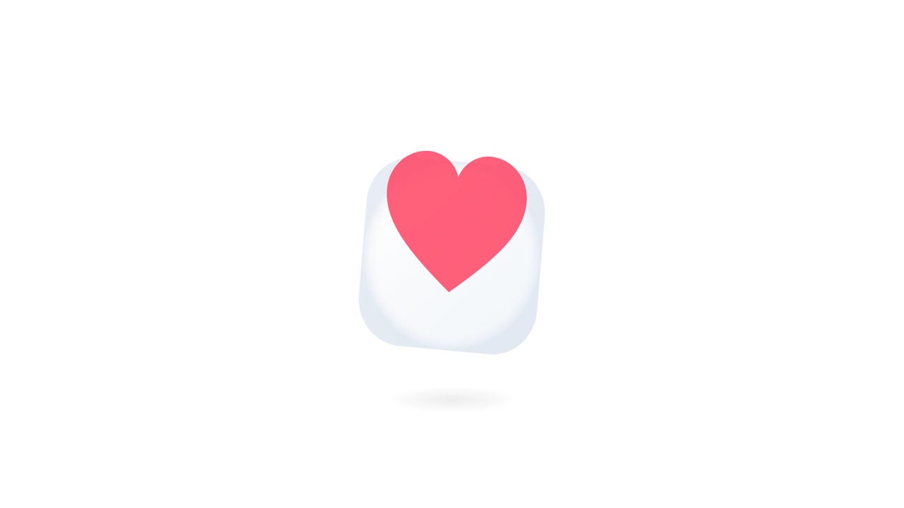 Animated Pink Heart Icon Floating on White Background