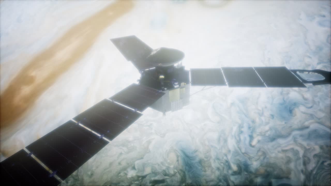 satélite de juno en órbita alrededor de júpiter