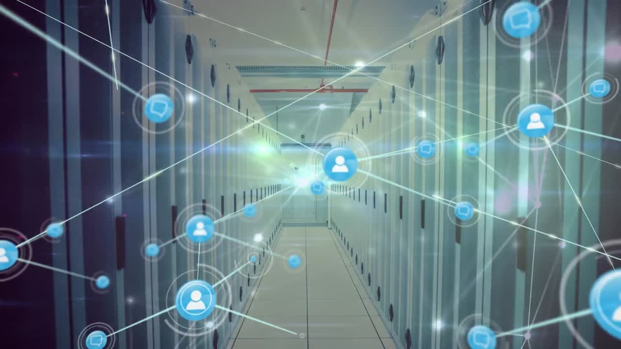 서버  ⁇  위의 아이콘으로 연결 네트워크의 애니메이션