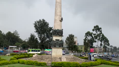 one of the beautiful roundabout in addis ababa ethiopia called sedest kilo (6 kilo) show the advancement the the artistic taste of the ethiopian people.