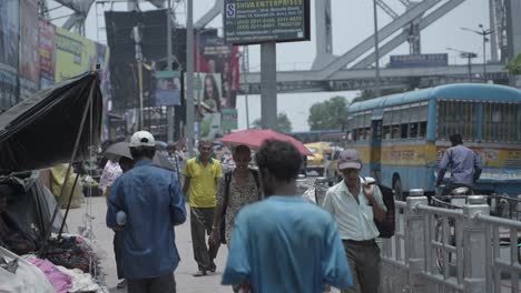busy street scene in kolkata, india