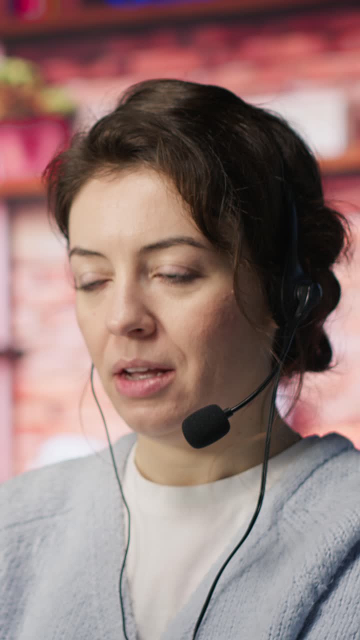 Vertikal video: Kundeservicemedarbeidere lytter til kundenes problemer