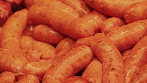 a closeup view of vibrant, colorful sausages beautifully showcasing their texture and freshness for culinary purposes