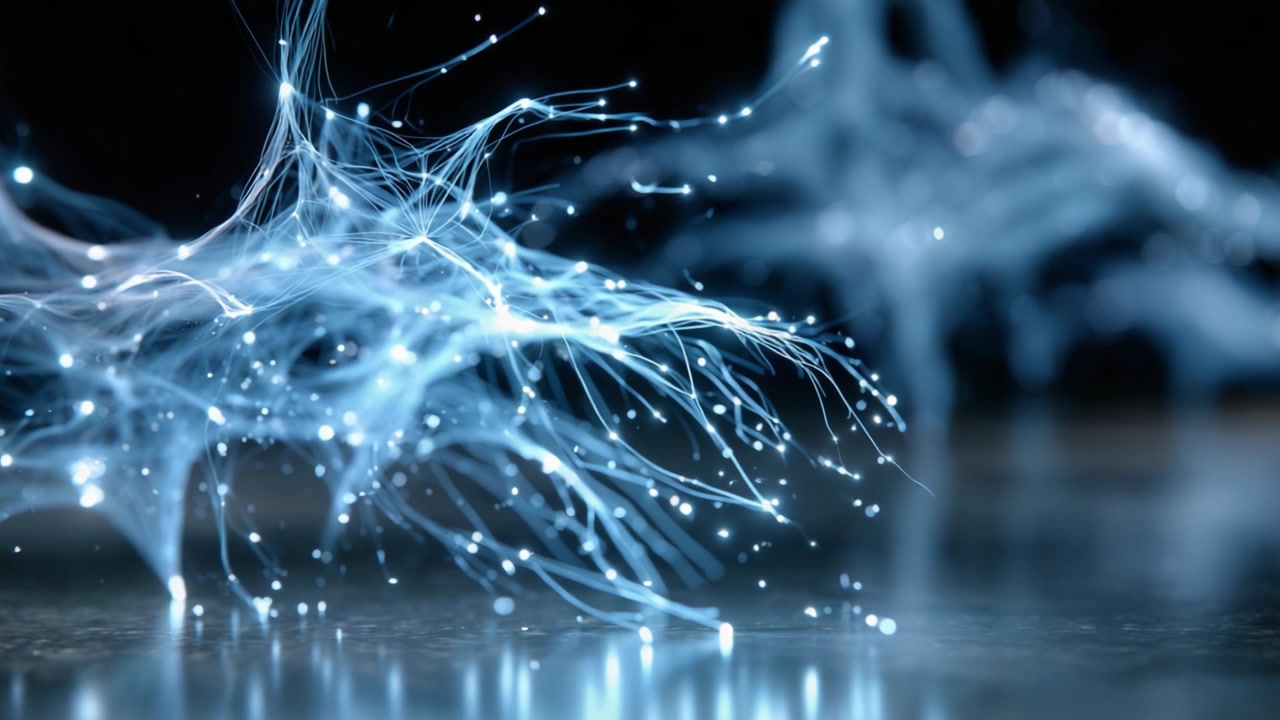 A Dynamic Display of Ethereal Blue Light Trails Intertwined with Delicate Wisps of Energy, Creating an Awe-Inspiring Visual Representation of Motion and Connection