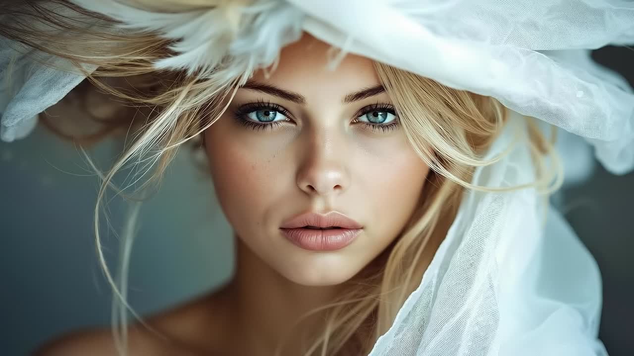 женщина с белой шляпой на голове