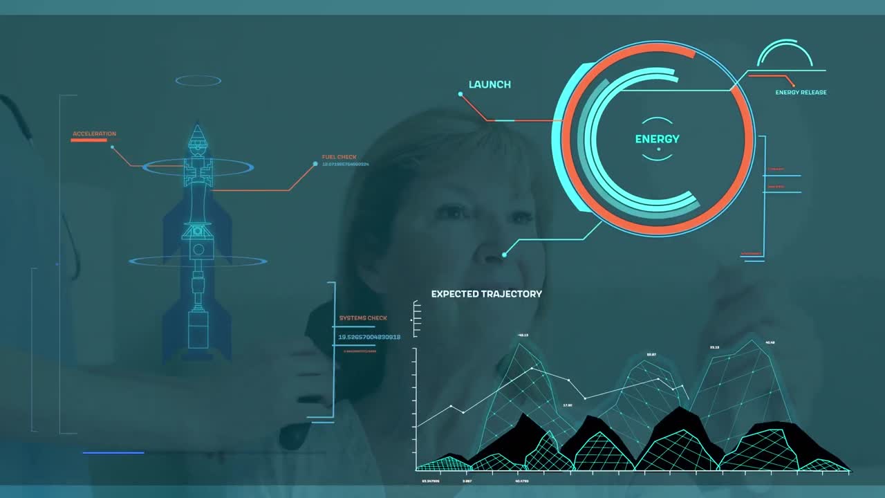 Animation of data processing over caucasian female doctor and patient