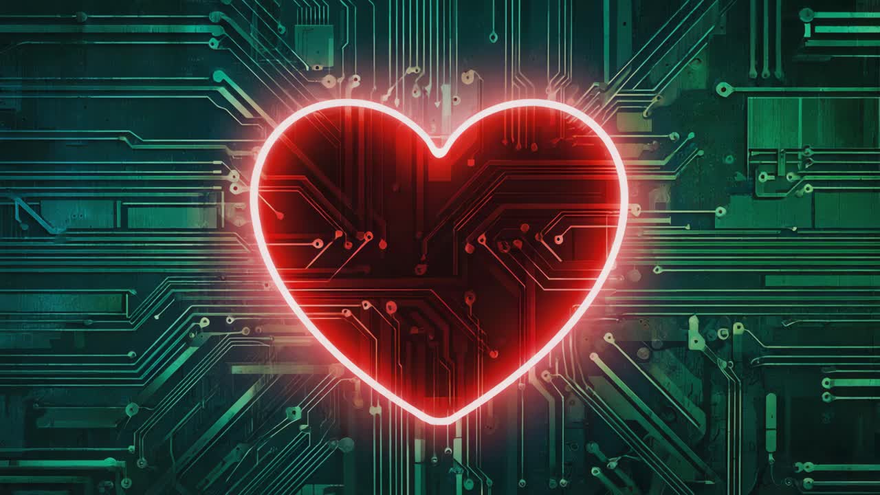 Digital Heart on Circuit Board