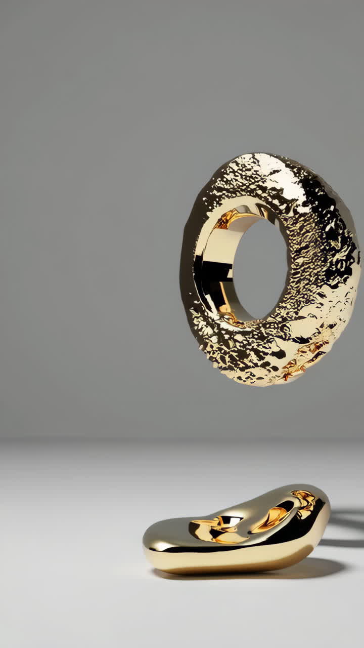 Abstract Golden 3D Objects with Reflections