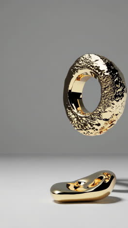 abstract golden 3d objects with reflections