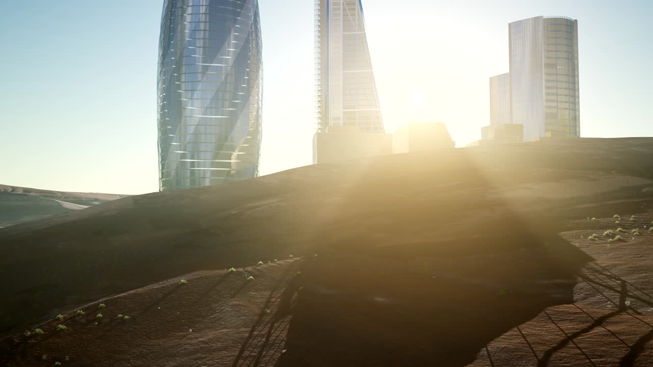 rascacielos de la ciudad en el desierto