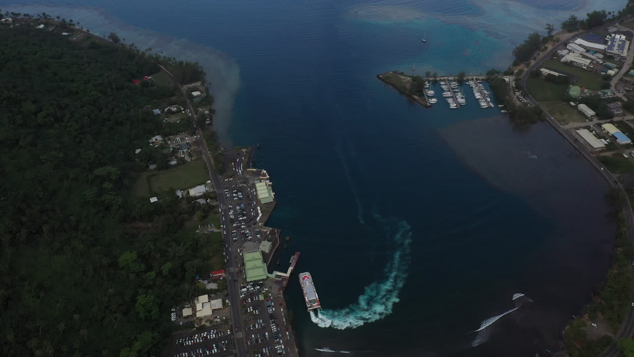 타히티 무레아 섬 해변 드론 영상