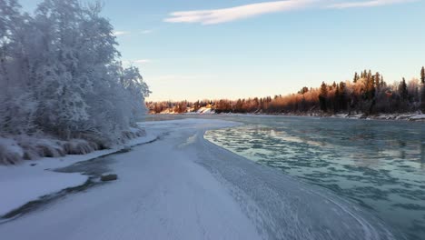 frozen river in winter wonderland