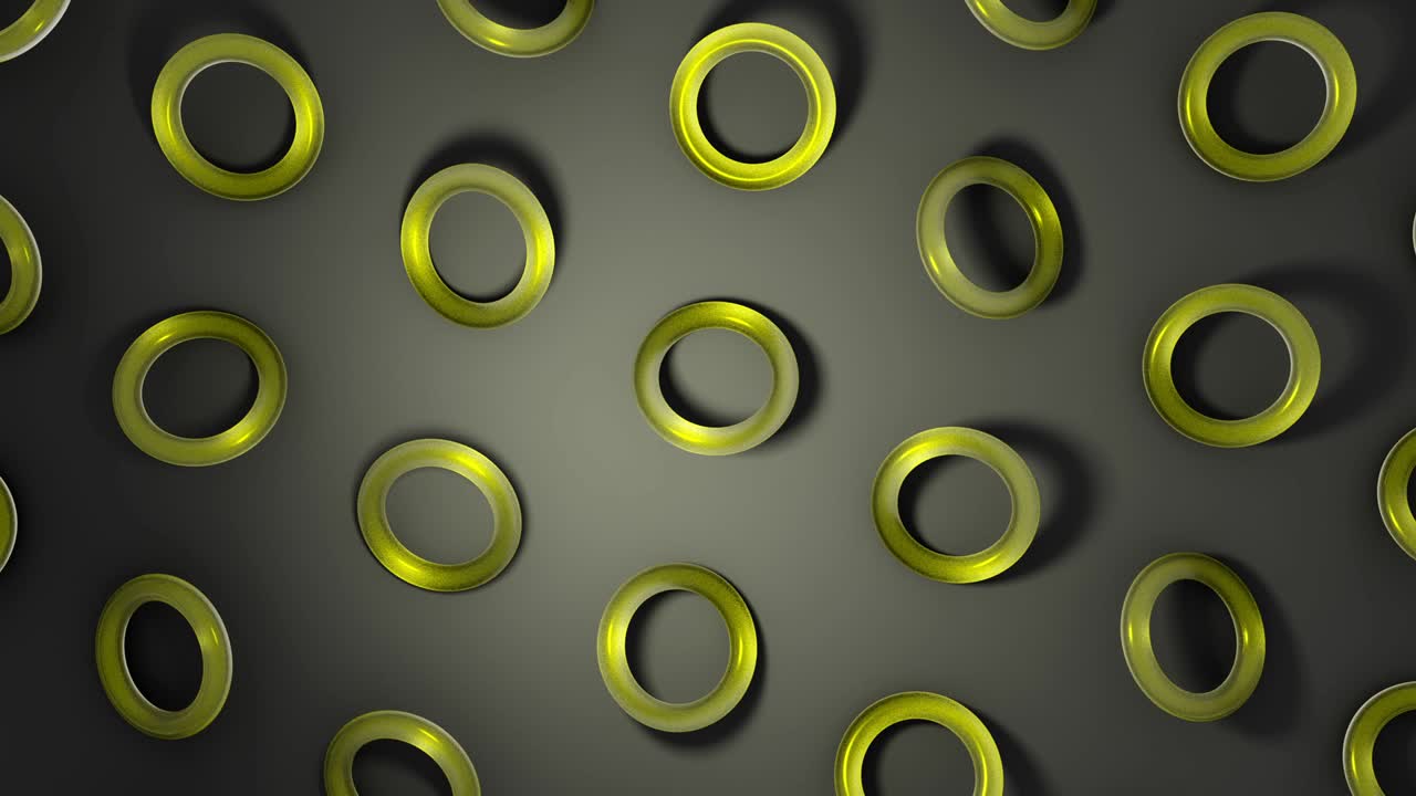 torus de vidrio amarillo 3d girando en una superficie oscura. animación de bucle sin costuras 4k creativa y abstracta.
