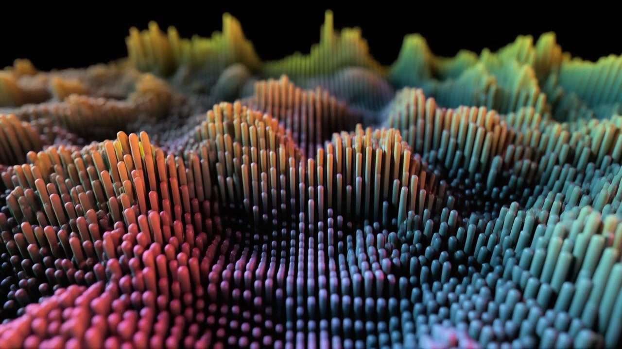 Abstract 3D Wave Motion of Colorful Cylindrical Pillars