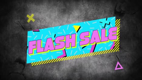 compuesto de texto de venta flash en burbuja de habla retro con formas abstractas