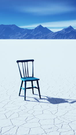 lonely chair in a vast desert landscape