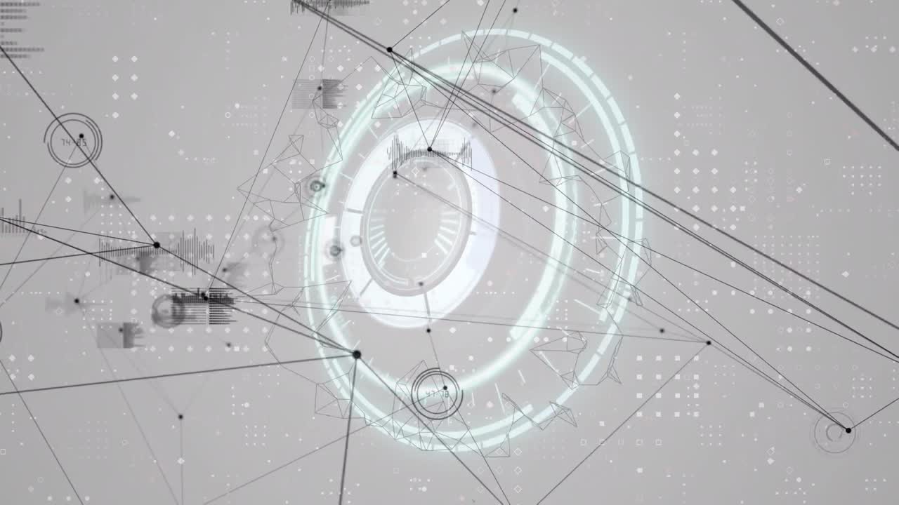 데이터 처리 및 연결 네트워크를 통해 범위 스캐닝의 애니메이션