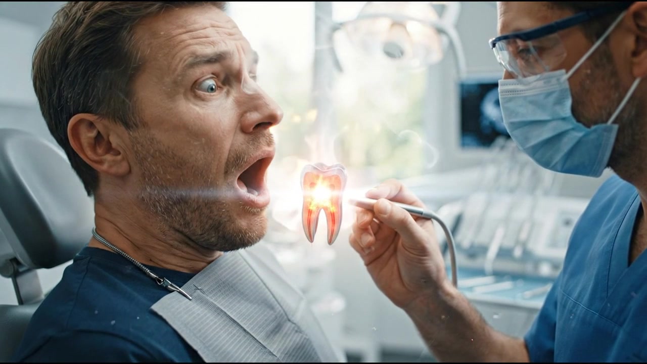 Dentist Examining Patient with Digital Tooth Visualization