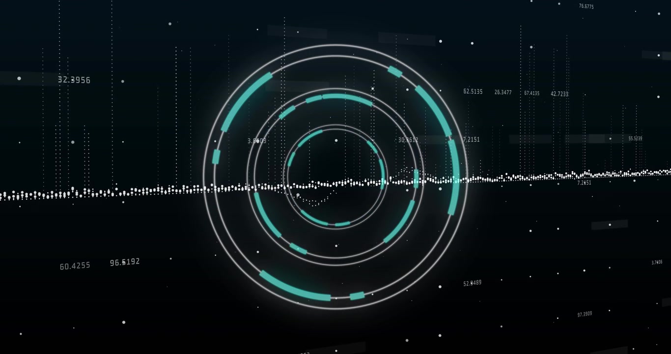 Animation of scope scanning and data processing over black background