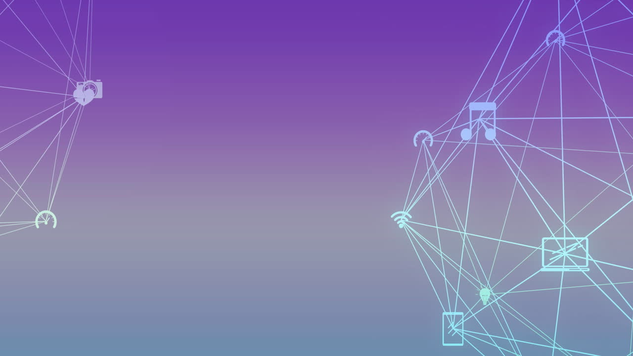 animation of network of connections with icons on blue background | freepik