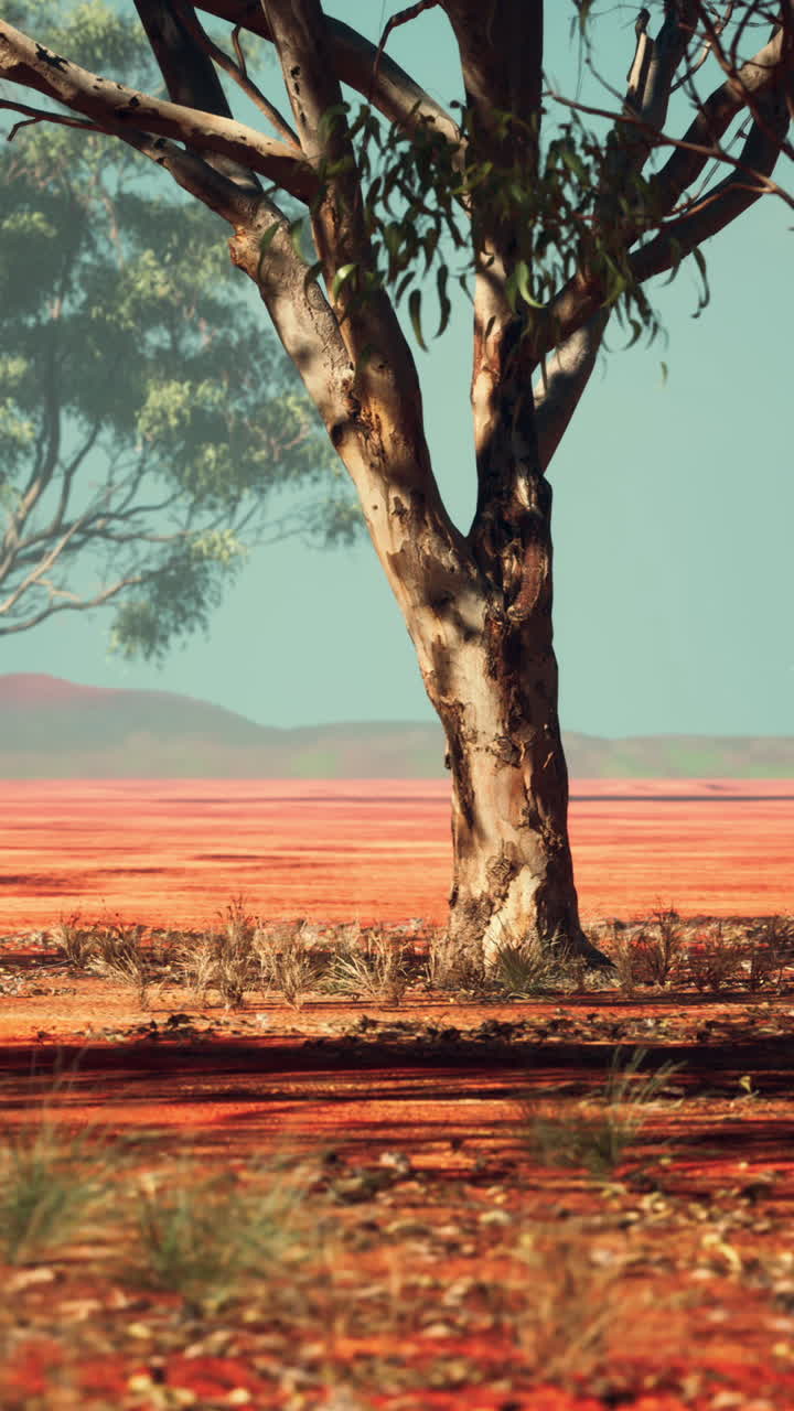 은 사막 풍경 에 있는 외로운 나무