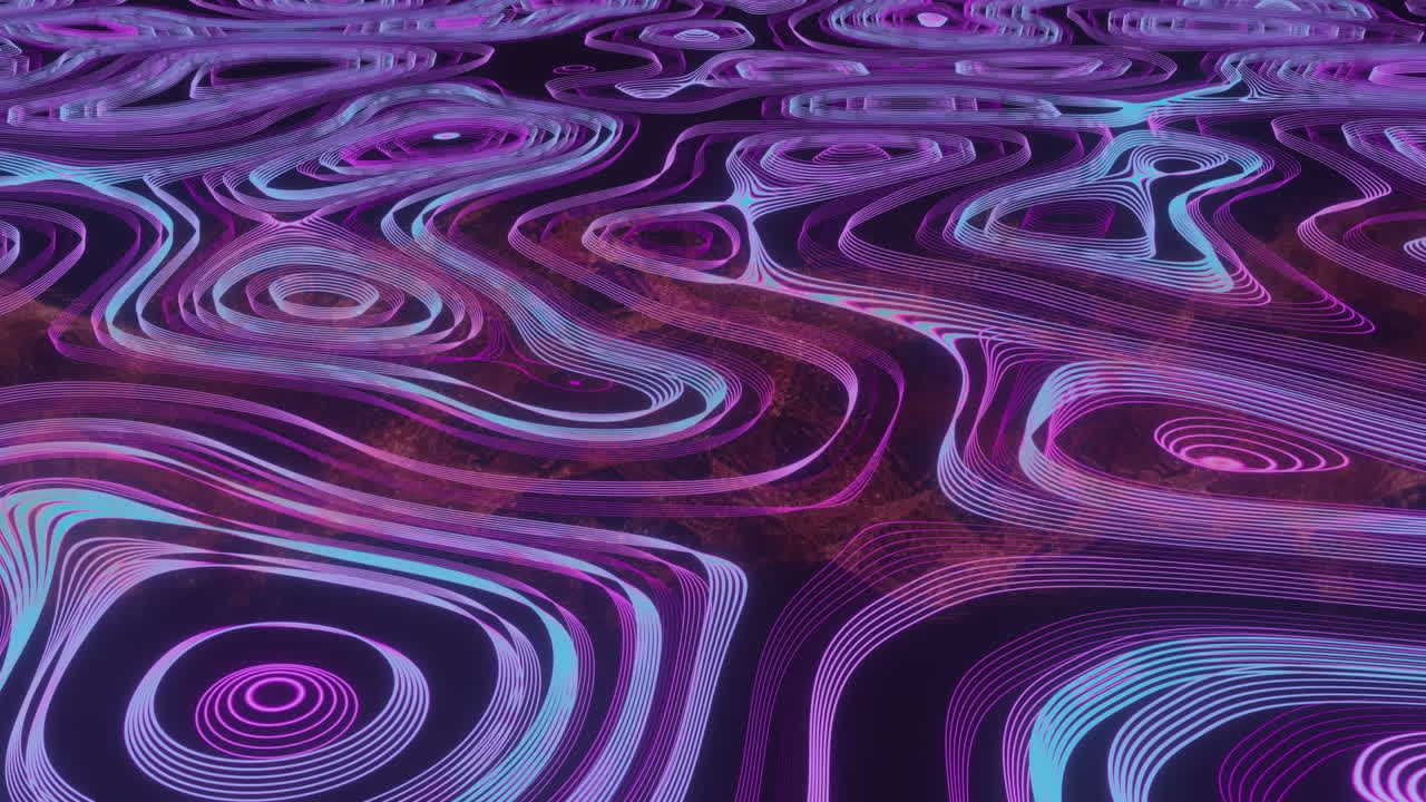 animación de líneas amarillas y formas púrpuras sobre fondo negro