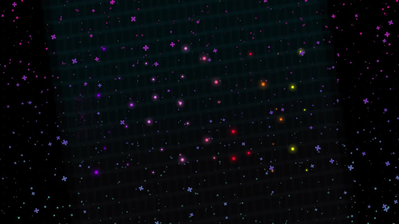 Nachtelijke sterrenhemel met fonkelende sterren. Bewegende achtergrond van knipperende sterren. Abstracte kleurrijke ster in de ruimte.