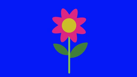 animación de un icono de flor en una pantalla azul