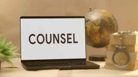 counsel displayed in legal laptop screen