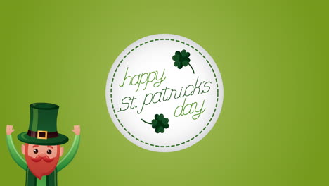 st patricks day animated card with happy elf and lettering