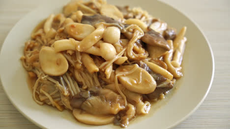 stir fried mixed mushroom with oyster sauce - healthy food style