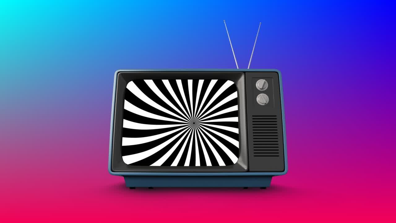 스크린 에 회전 하는 줄무 ⁇  가 있는 텔레비전